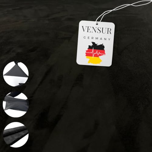Vensur Kunstleder selbstklebend - Mikrofaserstoff selbstklebend - Selbstklebende Dehnbare Folie in Wildleder Optik - Selbstklebende Innenraum Folie für Auto & Möbel (Schwarz, 150cm x 150cm) von Vensur