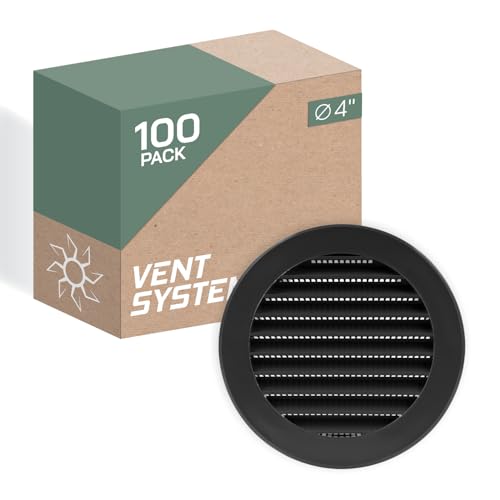 Vent Systems 10 cm/100 mm 100 Stück Schwarz Soffiten-Abdeckung – runde Lüftungsschlitze – Grillabdeckung – eingebauter Insektenschutz – HVAC-Lüftungsöffnungen für Badezimmer, Heimbüro, Küche Vent Systems 10 cm/100 mm 100 Stück Schwarz Soffiten-Abdeckung – runde Lüftungsschlitze – Grillabdeckung – eingebauter Insektenschutz – HVAC-Lüftungsöffnungen für Badezimmer, Heimbüro, Küche von Vent Systems