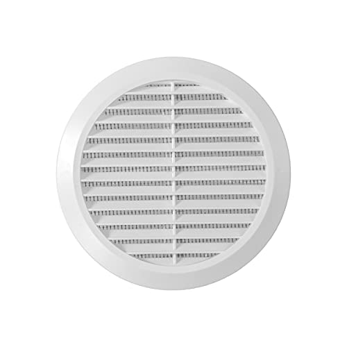 Vent Systems 100-150 mm - Weiß - Untersichtslüftungsabdeckung - Runde Lüftungsschlitze - Grillabdeckung - Eingebauter Insektenschutz - HLK-Lüfter für Badezimmer, Home Office, Küche (10-15cm) von Vent Systems