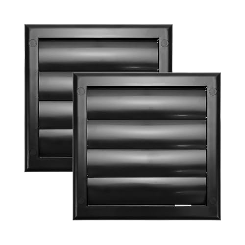 Vent Systems 100 mm Abluftöffnungsabdeckung – Schwarz – 2 Stück - Trockner-Ablufthaube – Trocknerkanal-Abluftabdeckung mit Luftschlitzen – Ablufthaubenkappe – Einseitig-Luftzufuhrgitter aus Kunststoff von Vent Systems