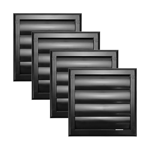 Vent Systems 100 mm Abluftöffnungsabdeckung – Schwarz – 4 Stück - Trockner-Ablufthaube – Trocknerkanal-Abluftabdeckung mit Luftschlitzen – Ablufthaubenkappe – Einseitig-Luftzufuhrgitter aus Kunststoff von Vent Systems