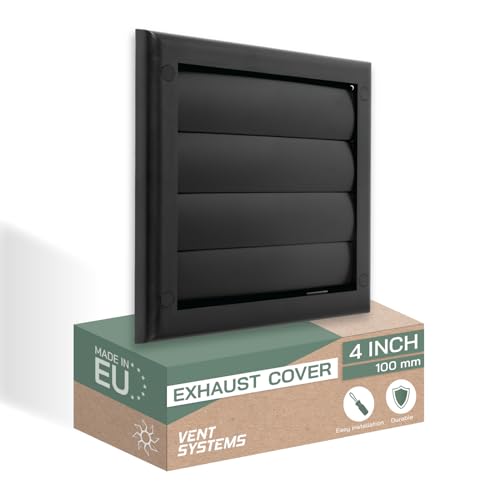 Vent Systems 100 mm Abluftöffnungsabdeckung – Schwarz – Trockner-Ablufthaube – Trocknerkanal-Abluftabdeckung mit Luftschlitzen – Ablufthaubenkappe – Einseitig-Luftzufuhrgitter aus Kunststoff von Vent Systems