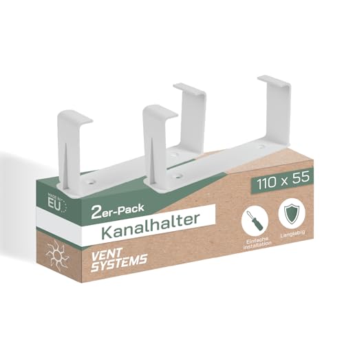 Vent Systems 110 x 55 mm - 2 Stück - rechteckiger Kanalgriff - gerade oder flexible Rohreinlass und auslasshalterung - Lüftungsarmatur für Heizung, Kühlung - Kanalhalter für HVAC-Systeme von Vent Systems