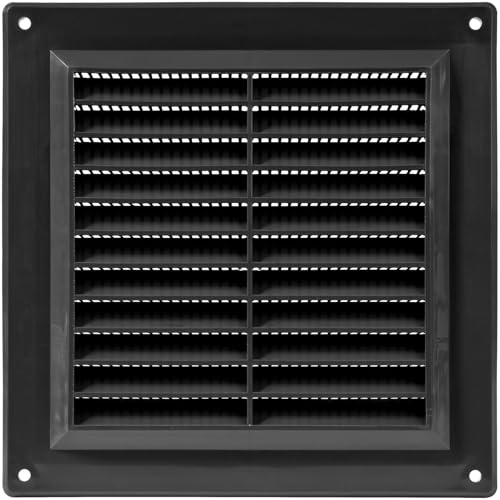 Vent Systems 150 x 150 mm Quadratisches Lüftungsgitter, Kunststoff Abdeckung mit Insektenschutz, Mauerlüftung HVAC Luftauslass für Innen-/Außenwände, Decken, Schuppen, Wohnwagen, Heimwerkerbedarf von Vent Systems