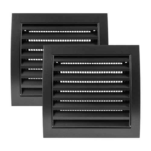 Vent Systems 153 x 148 mm, Anthrazit, 2 Stück, für Lüftungsschlitze im Trockner und für Badezimmer, Abluftschlitze, Lamellenabdeckung für den Innen- und Außenbereich von Vent Systems