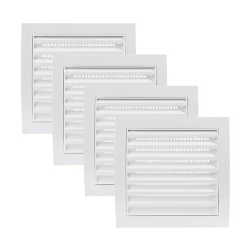 Vent Systems 153 x 148 mm, Weiß, 4 Stück, für Lüftungsschlitze im Trockner und für Badezimmer, Abluftschlitze, Lamellenabdeckung für den Innen- und Außenbereich von Vent Systems
