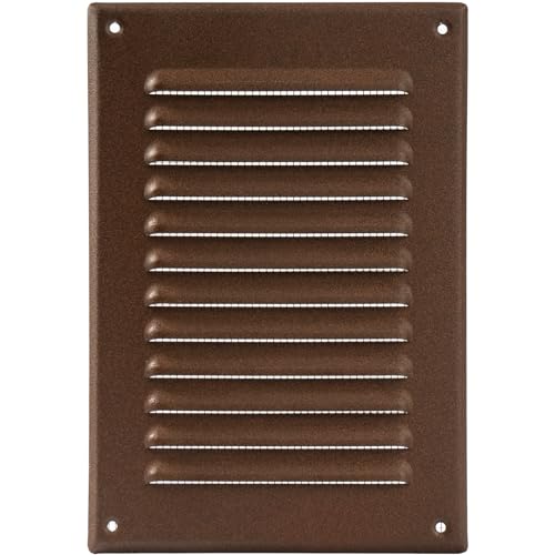 Vent Systems - 16,5 x 24 cm – Braun – Metall-Lüftungsabdeckung – rechteckige Soffiten-Lüftungsgitter – Gitterabdeckung – eingebauter Insektenschutz – HVAC-Lüftungsöffnungen für Badezimmer von Vent Systems