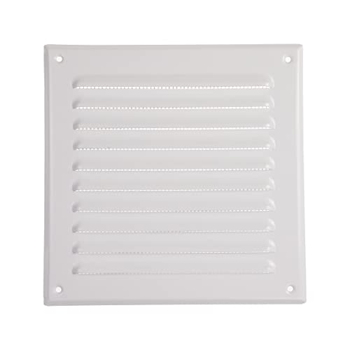 Vent Systems 19,5 x 19,5 cm – Weiß – Metall-Lüftungsabdeckung – quadratische Lüftungsschlitze – Gitterabdeckung – integrierter Insektenschutz – HVAC Lüftungsschlitze für Badezimmer, Heimbüro, Küche von Vent Systems