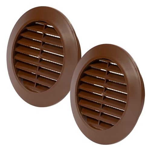 Vent Systems 2 Stück 70 mm Braun Luftregister – Lüftungsgitter durch die Tür - Mit Insektenschutzgitter - runde Lüftungsgitter für den Innenbereich – Badezimmer, Schrank, Garage von Vent Systems