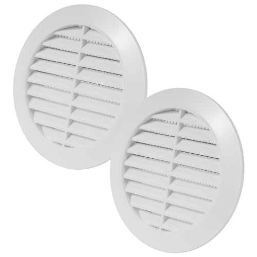Vent Systems 2 Stück 90 mm Weiß Lüftungsabdeckung – Runde Lüftungsschlitze – Grillabdeckung – Integrierter Insektenschutz – HVAC-Lüftungsöffnungen für Badezimmer, Heimbüro, Küche von Vent Systems