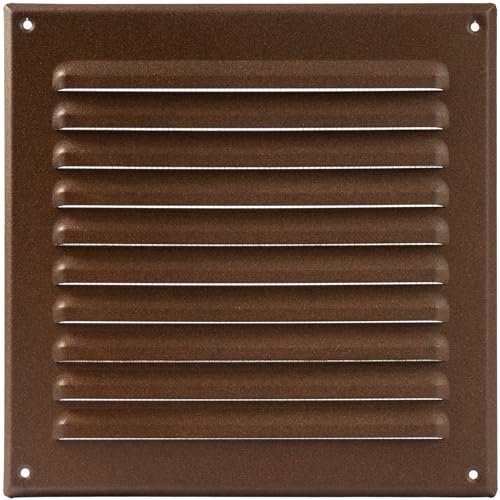 Vent Systems 25 x 25 cm – Braun – Metall-Lüftungsabdeckung – quadratische Lüftungsschlitze – Gitterabdeckung – integrierter Insektenschutz – HVAC Lüftungsschlitze für Badezimmer, Heimbüro, Küche von Vent Systems