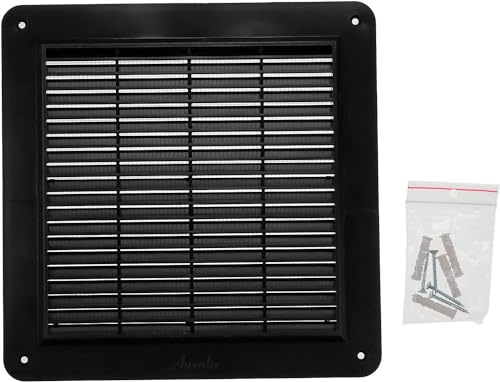 Vent Systems 25 x 25 cm Lüftungsschlitz-Abdeckung – Schwarz – Lüftungsschlitze – Grillabdeckung – integrierter Insektenschutz – gerade Rückseite – Lüftungsschlitze für Badezimmer, Heimbüro von Vent Systems