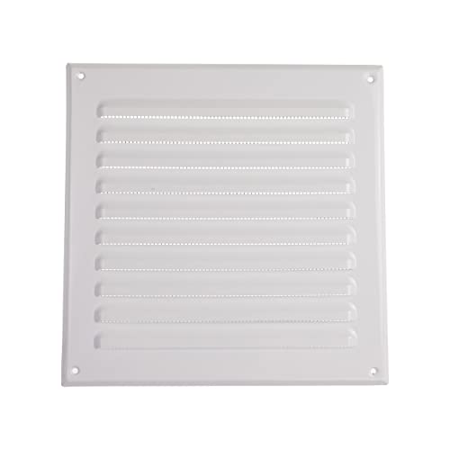 Vent Systems 25 x 25 cm – Weiß – Metall-Lüftungsabdeckung – quadratische Lüftungsschlitze – Gitterabdeckung – integrierter Insektenschutz – HVAC Lüftungsschlitze für Badezimmer, Heimbüro, Küche von Vent Systems