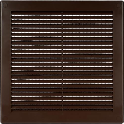 Vent Systems 250x250 mm Braune Lüftungsabdeckung – flache, quadratische Lüftungsschlitze – Integrierter Insektenschutz – HVAC-Lüftungsöffnungen für Badezimmer, Heimbüro von Vent Systems