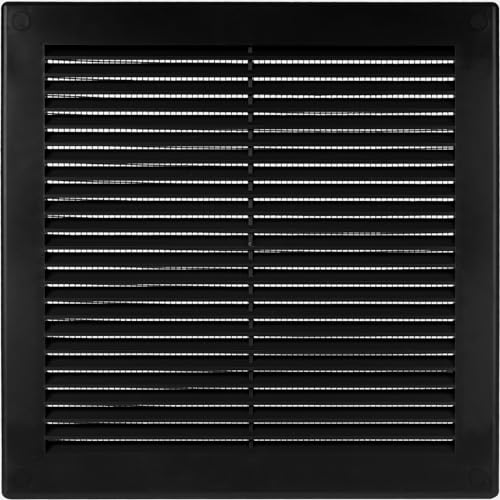 Vent Systems 250x250 mm Schwarze Lüftungsabdeckung – flache, quadratische Lüftungsschlitze – Integrierter Insektenschutz – HVAC-Lüftungsöffnungen für Badezimmer, Heimbüro von Vent Systems