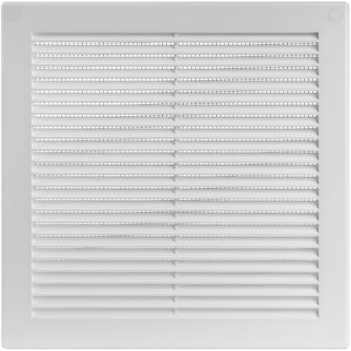 Vent Systems 250x250 mm Weiße Lüftungsabdeckung – flache, quadratische Lüftungsschlitze – Integrierter Insektenschutz – HVAC-Lüftungsöffnungen für Badezimmer, Heimbüro von Vent Systems