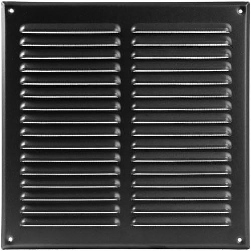 Vent Systems 29,5 x 29,5 cm – Schwarz – Metall-Lüftungsabdeckung – quadratische Lüftungsschlitze – Gitterabdeckung – integrierter Insektenschutz – HVAC Lüftungsschlitze für Badezimmer, Küche von Vent Systems