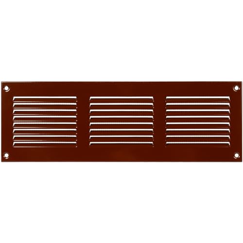 Vent Systems 30 x 10 cm - Packung mit 2 Lüftungsschlitz-Abdeckungen – Braun – Metall-Luftrücklaufgitter mit eingebautem Schädlingsschutz-Bildschirm von Vent Systems