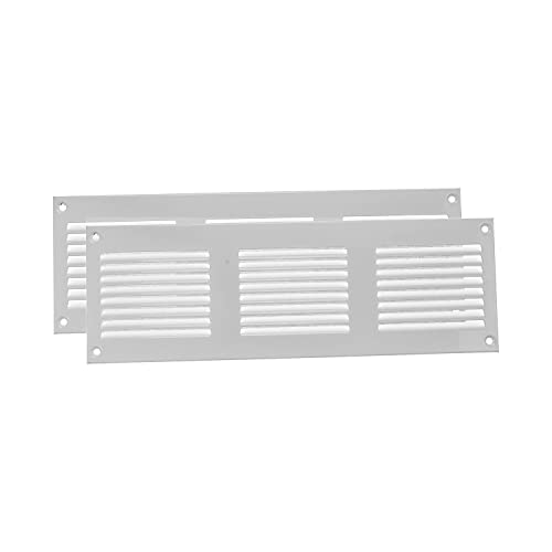 Vent Systems 30 x 10 cm - Packung mit 2 Lüftungsschlitz-Abdeckungen - Weiß – Metall-Luftrücklauf-Grill mit eingebautem Schädlingsschutz von Vent Systems