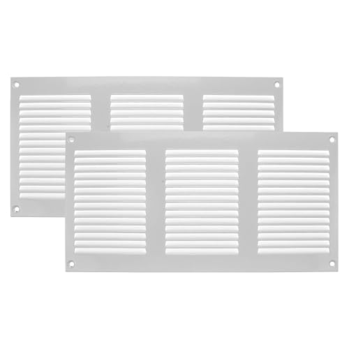 Vent Systems 30 x 15 cm - Packung mit 2 Lüftungsschlitz-Abdeckungen - Weiß – Metall-Luftrücklauf-Grill mit eingebautem Schädlingsschutz von Vent Systems