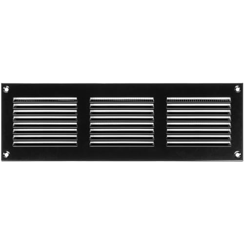 Vent Systems 30 x 10 cm Lüftungsschlitz-Abdeckungen – Schwarz – Metall-Luftrücklaufgitter mit eingebautem Schädlingsschutz-Bildschirm von Vent Systems