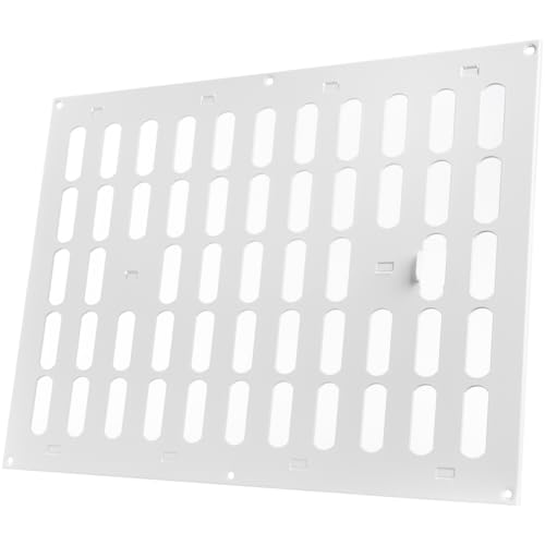 Vent Systems 400 x 300 mm Metall Lüftungsgitter - Rechteckig Weiß Abluftgitter - Rohr Verstellbar Abdeckung - Lueftungsgitter für Heizung/Kühlung Klimaanlage, Innen und Aussen - Wetterschutzgitter von Vent Systems