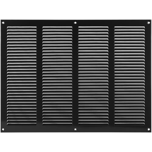 Vent Systems 400 x 300 mm Lüftung Gitter - Abdeckung Schwarz – Metall Luftrücklaufgitter mit Fliegengitter – Belüftungsgitter für Wand & Decke – Innen & Außen – Verzinktem Stahl Abluftgitter von Vent Systems