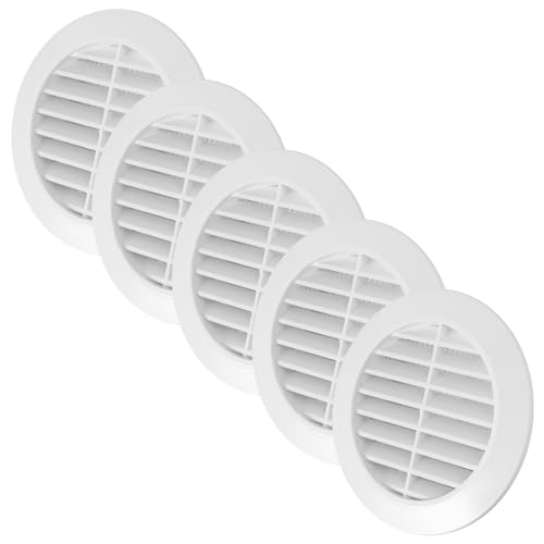 Vent Systems 5 Stück 80 mm Weiß Lüftungsabdeckung – Runde Lüftungsschlitze – Grillabdeckung – Integrierter Insektenschutz – HVAC-Lüftungsöffnungen für Badezimmer, Heimbüro, Küche von Vent Systems