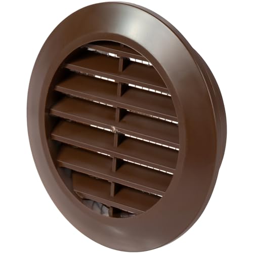 Vent Systems 60 mm Braun Luftregister – Lüftungsgitter durch die Tür - Mit Insektenschutzgitter - runde Lüftungsgitter für den Innenbereich – Badezimmer, Schrank, Garage von Vent Systems