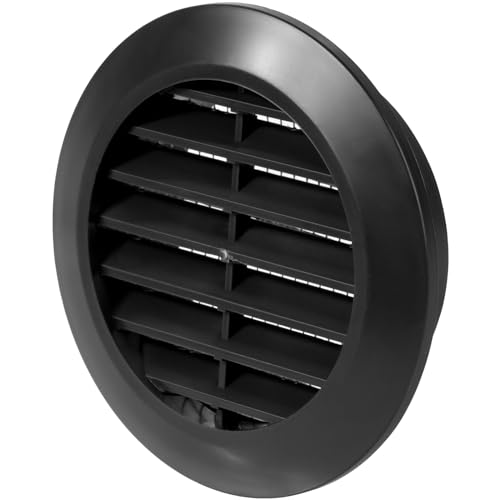 Vent Systems 60 mm Schwarz Luftregister – Lüftungsgitter durch die Tür - Mit Insektenschutzgitter - runde Lüftungsgitter für den Innenbereich – Badezimmer, Schrank, Garage von Vent Systems