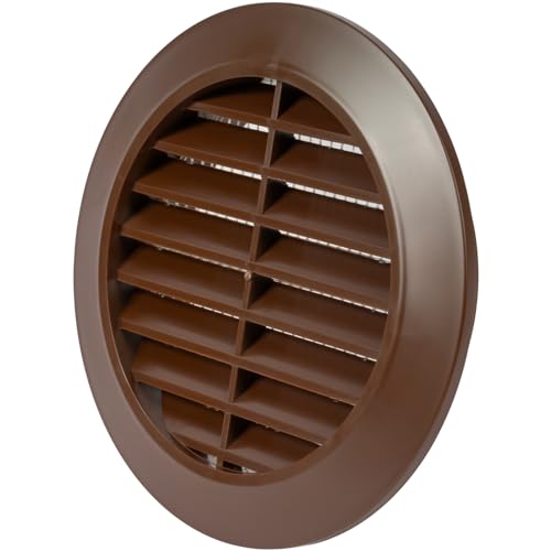 Vent Systems 80 mm Braun Lüftungsabdeckung – Runde Lüftungsschlitze – Grillabdeckung – Integrierter Insektenschutz – HVAC-Lüftungsöffnungen für Badezimmer, Heimbüro, Küche von Vent Systems