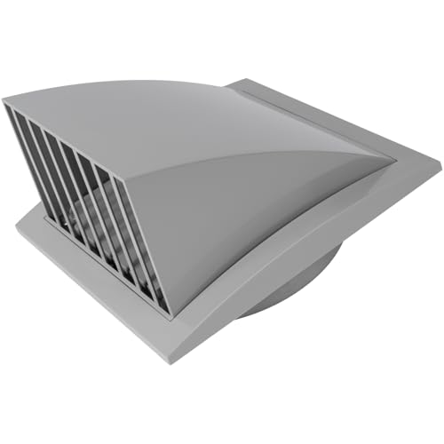 Vent Systems Grau Ø150mm große Abluftabdeckung – Trocknerhaube – Lüfterhaube – Entlüftungshaube – eindirektionales Kunststoff-Luftzufuhrgitter – Rückschlagventil – Auslasshaube Belüftungsgitter von Vent Systems