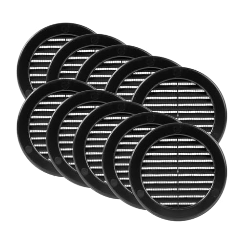 Vent Systems Ø100 mm 10 Stück Schwarze Lüftungsabdeckung – Runde Lüftungsschlitze mit Flansch – Gitterabdeckung – Integrierter Insektenschutz – HVAC-Lüftungsöffnungen für Badezimmer, Heimbüro, Küch von Vent Systems