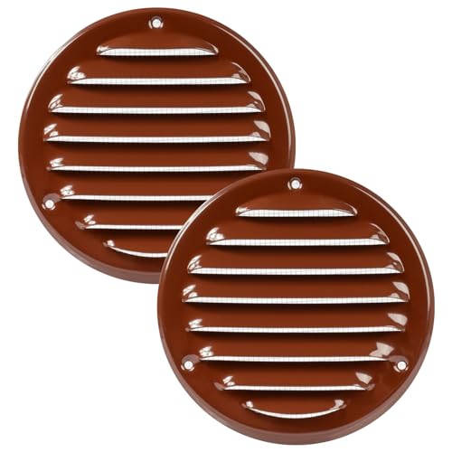 Vent Systems Packung mit 2 10cm Rund Lüftungsschlitz-Abdeckungen - Braun – Metall-Luftrücklauf-Grill mit eingebautem Schädlingsschutz von Vent Systems