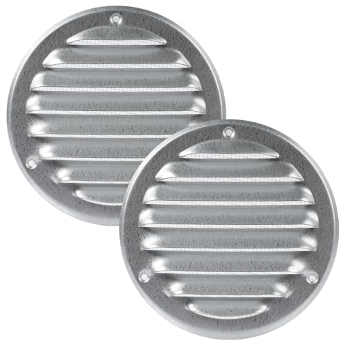 Vent Systems Packung mit 2 10cm Rund Lüftungsschlitz-Abdeckungen - Verzinktes Stahl – Metall-Luftrücklauf-Grill mit eingebautem Schädlingsschutz von Vent Systems