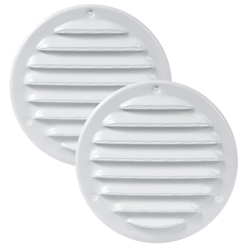Vent Systems Packung mit 2 10cm Rund Lüftungsschlitz-Abdeckungen - Weiß – Metall-Luftrücklauf-Grill mit eingebautem Schädlingsschutz von Vent Systems