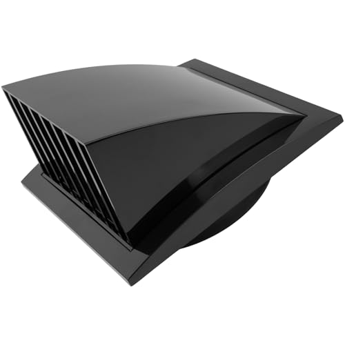 Vent Systems Schwarz Ø150mm Abluftabdeckung – Trocknerhaube – Lüfterhaube – Entlüftungshaube – eindirektionales Kunststoff-Luftzufuhrgitter – Rückschlagventil – Auslasshaube Belüftungsgitter von Vent Systems