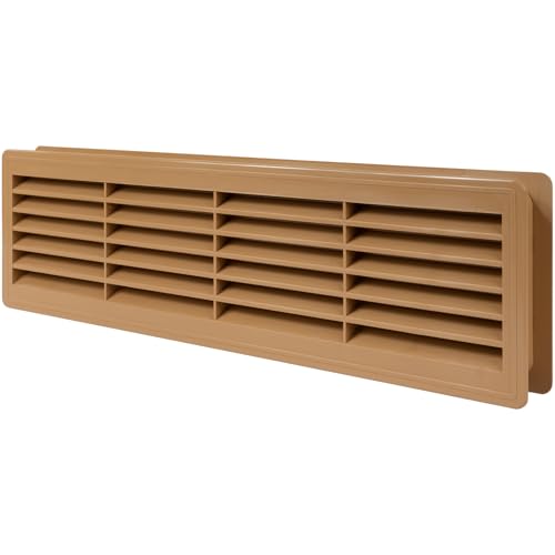 Vent Systems 440 x 120 mm Eiche Tuerlueftungsgitter - Rechteckig Lüftungsgitter für Tür - Kunststoff - HVAC Kanal Abdeckung/Türgitter für Innen - Haus, Küche, Badezimmer, Garage, Schrank von Vent Systems