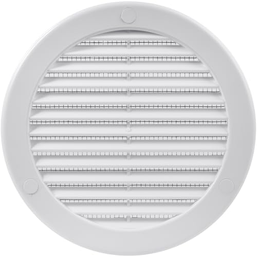 Vent Systems ø125mm Weiße Lüftungsabdeckung – Runde Lüftungsschlitze – Gitterabdeckung – Integrierter Insektenschutz – HVAC-Lüftungsöffnungen für Badezimmer, Heimbüro, Küche von Vent Systems