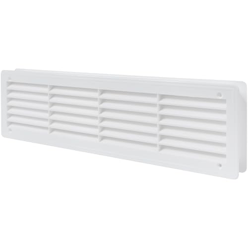 Vent Systems 440 x 120 mm Weiß Tuerlueftungsgitter - Rechteckig Lüftungsgitter für Tür - Kunststoff - HVAC Kanal Abdeckung/Türgitter für Innen - Haus, Küche, Badezimmer, Garage, Schrank von Vent Systems