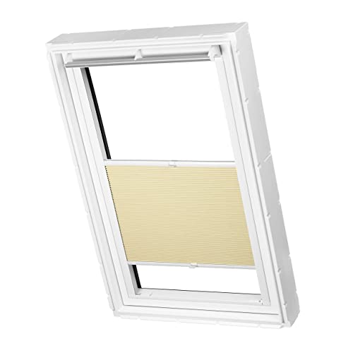 Ventanara® Dachfenster Waben Plissee ohne Bohren passend für Velux Fenster Plisseerollo Faltrollo verspannt Klebemontage (FK06, Beige Verdunkelnd) von Ventanara