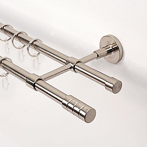Ventanara® Gardinenstange 120 cm 2 läufig 16 mm mit Endstücken Zylinder und Standard inklusive 24 Ringen Wandmontage von Ventanara