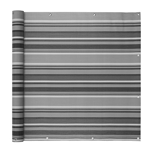 Ventanara® Balkonverkleidung Sichtschutz PVC Balkonumspannung Zaun Verkleidung Blende Windschutz Folie 600 x 90 cm Grau gestreift von Ventanara