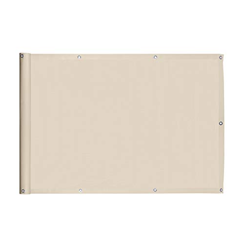 Ventanara® Balkonverkleidung Sichtschutz PVC blickdichte Balkonumspannung Zaun Verkleidung Blende Windschutz Folie (500 x 90 cm, Creme) von Ventanara