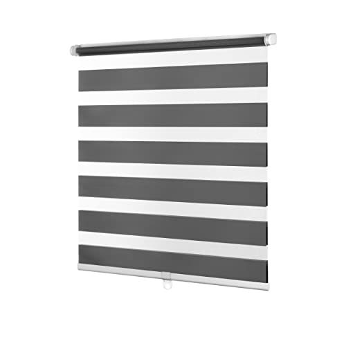 Ventanara® Doppelrollo schnurlos ohne Bohren Klemmfix Fenster Duo Rollo inklusive Montagematerial (grau, 120 x 150 cm) von Ventanara