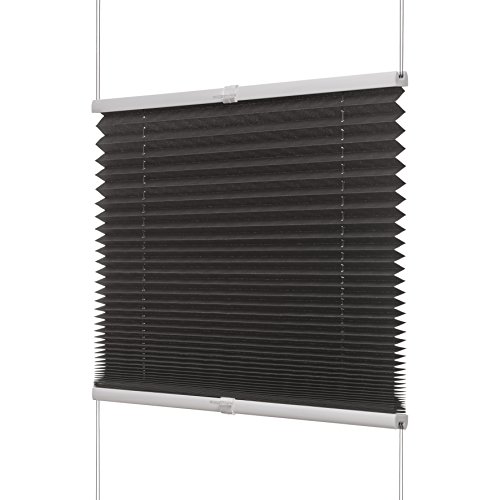 Ventanara® Fenster Plissee ohne Bohren zum Kleben Plisseerollo Wabenplissee Faltrollo verspannt inklusive Premium Klebeträgern (60 x 130 cm, anthrazit Plissee) von Ventanara