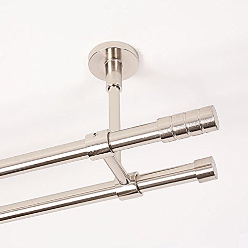 Ventanara® Gardinenstange 280 cm 2 läufig 16 mm mit Endstücken Zylinder und Standard inklusive 56 Ringen Deckenmontage von Ventanara