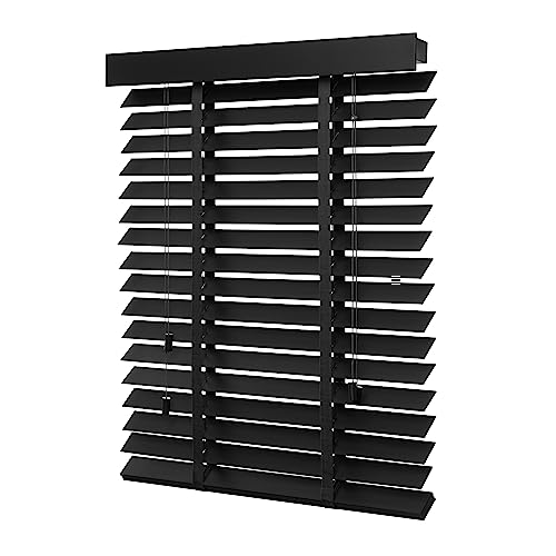 Ventanara® Holzjalousie 50mm Holz Jalousie Matt Jalousette Echtholz (120 x 180 cm, schwarz) von Ventanara