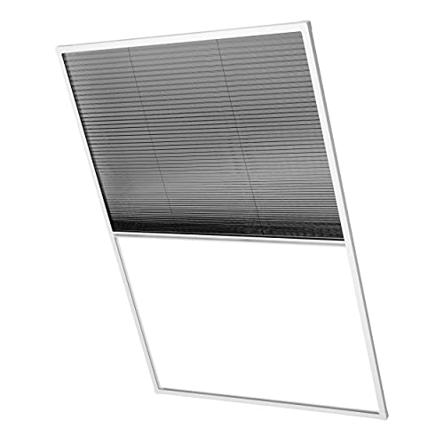 Ventanara® Insektenschutz Dachfensterplissee Fliegengitter Aluprofile Bausatz kürzbar (80 x 160 cm, Dachfensterplissee WEISS) von Ventanara