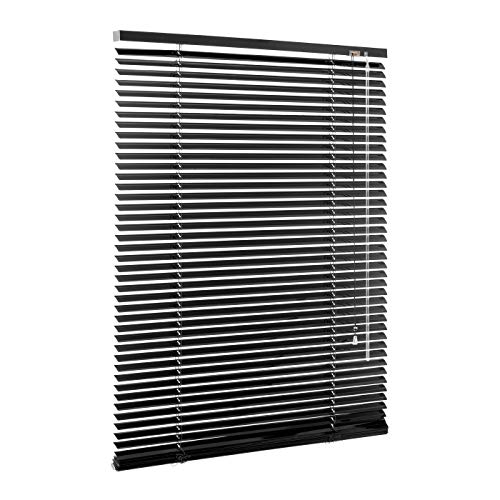Ventanara® Jalousie Aluminium Rollo Plissee Schalusie Jalousette Türrollo Rolladen viele Größen (90 x 130 cm, Schwarz matt) von Ventanara